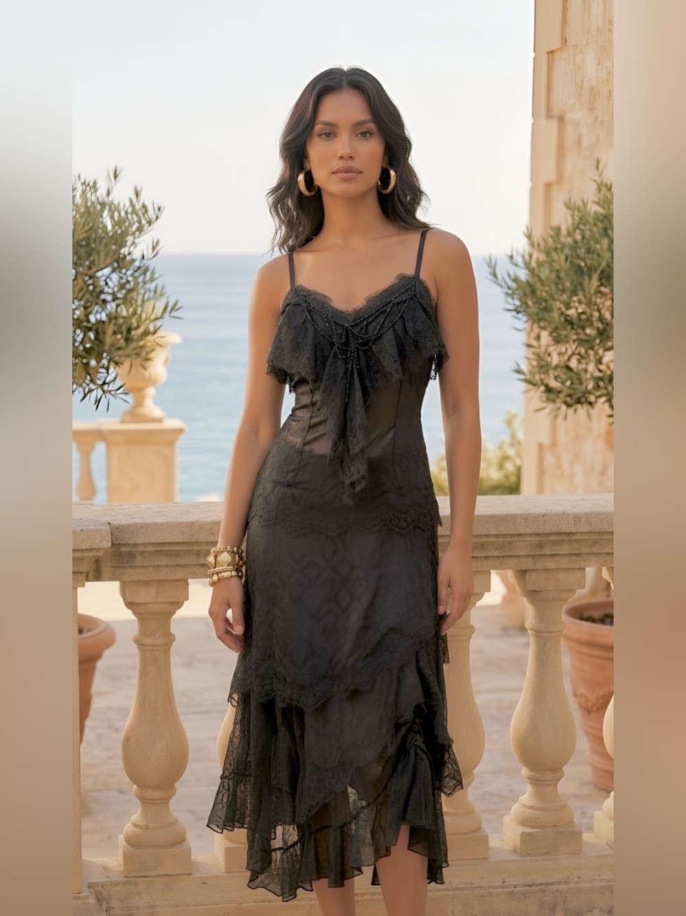 ORNA FARHO DRESSY SUIT/3PSC OUTFIT TOP/SKIRT BLACK SIZE FR40/8US